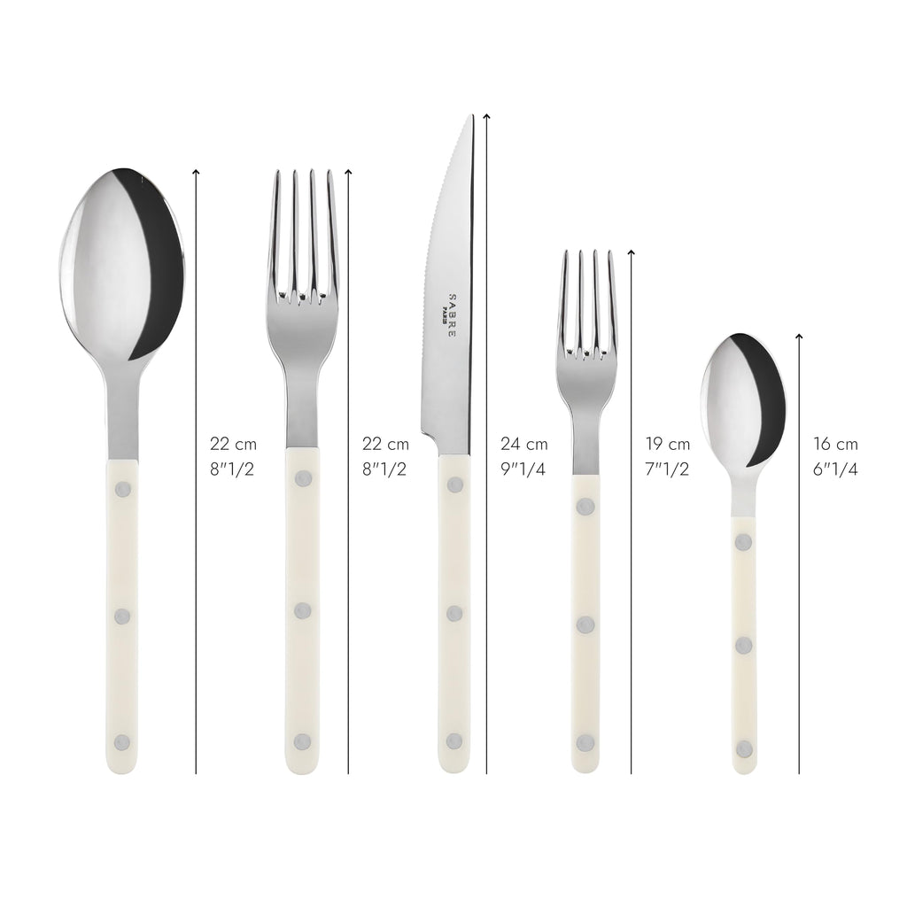 Flatware Set for 4 - Bistrot Collection - Knife, Fork, Soup Spoon, Teaspoon & Dessert Fork - Stainless Steel