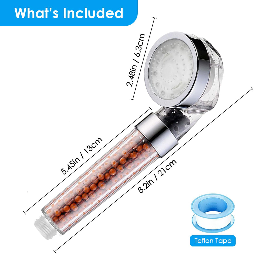 Temperature Controlled 3-color Changing Shower Head Kit, Water Saving Showerheads with Filtration Beads, LED High