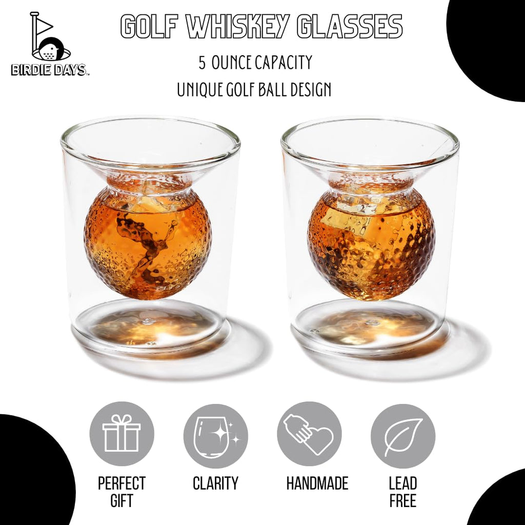 Golf Whiskey Gift Set | Crystal Decenter with 2 Double Wall Crystal Clear Glasses|Perfect Golf Gift Set | 700ml