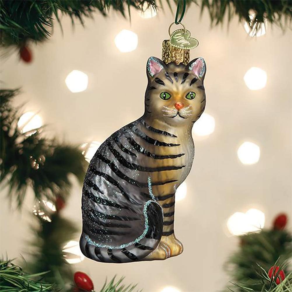 Ornaments Tabby Cat Glass Blown Ornaments