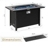 45 Inch Propane Fire Pit Table, 50,000 BTU Outdoor Gas Fire Pit for Patio & Backyard, 2-in-1 Firepit Dining Table with Glass Wind Guard, Blue Glass - Image 2