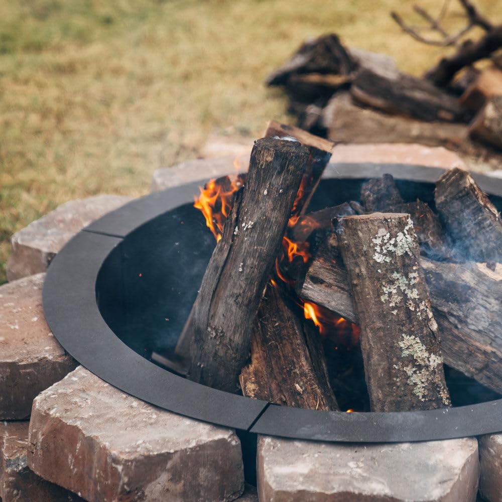 Ash & Ember 46" Outside Dia Steel Fire Pit Liner x 41" Inside - 4 Panel Liner 1.5mm Thick Steel, DIY Above or