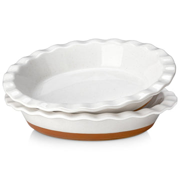 Ceramic Pie Pan Set of 2-9 inch Pie Plate, Quiche Baking Dish