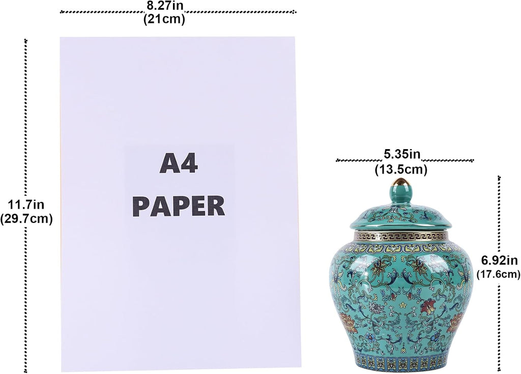 Handcrafted Enamel Ginger Jar-Vibrantly Colored Chinoiserie Vase,Blue and White Porcelain Ceramic Decorative Jar