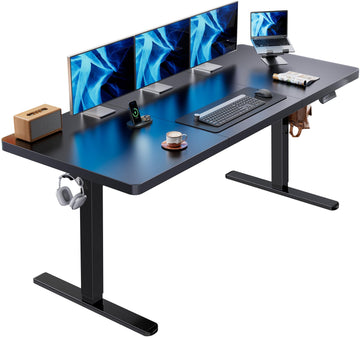 71 x 30 Inch Large Electric Standing Desk, Brushless Motor, Black