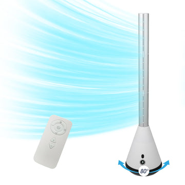 Bladeless Tower Fan with Remote, 80° Oscillating Air Circulator Fan, 9 Speeds, 8H Timer, Floor Fan Bedroom, Kitchen