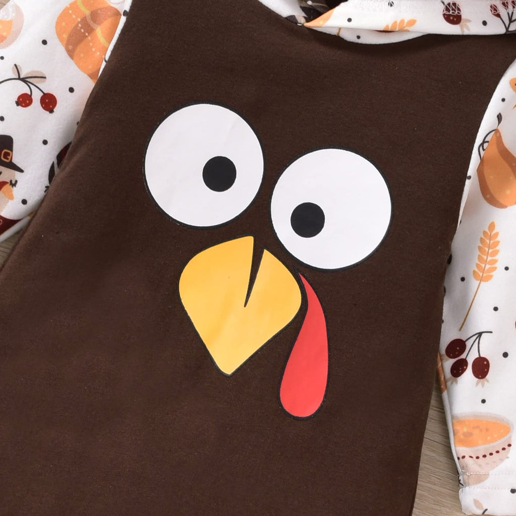Baby Boys Girls Thanksgiving Hooded Romper First Thanksgiving Hoodie Turkey Clothing