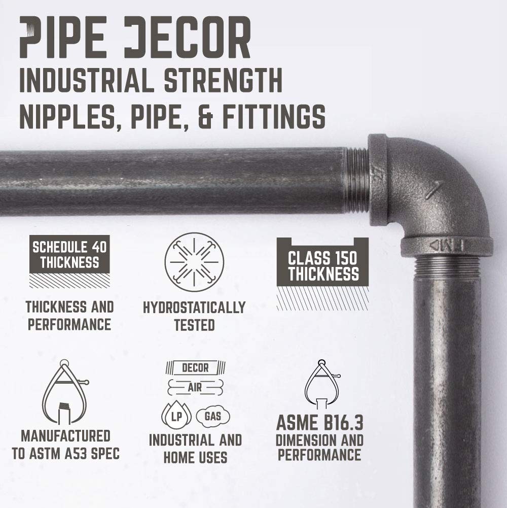 Industrial Shelf Brackets - Set of Two, Industrial Steel Grey Iron Fittings, Flanges and Pipes for Custom Floating