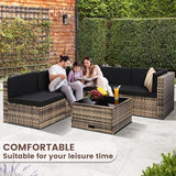 8-Piece Wicker Outdoor Patio Furniture Set | Black with Thick Cushions for Backyard, Garden & Porch