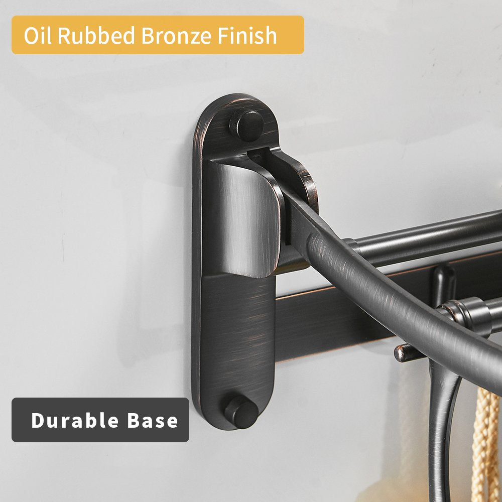 Towel Racks with Foldable Towel Bar Hooks Wall Mount Oil Rubbed Bronze