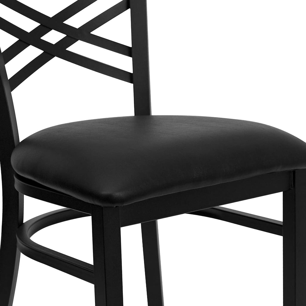 Hercules Series "X" Back Metal Restaurant Chairs, Modern Upholstered Armless Dining Chairs for Restaurants/Kitchens