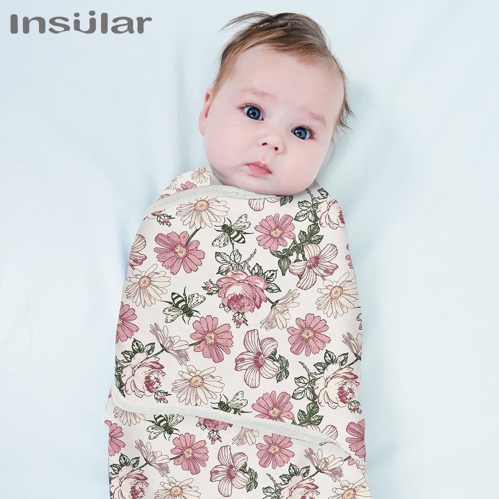 Baby Swaddle Wrap, Swaddle Blanket for and Infant, Adjustable Swaddling Set for Boy and Girl, Soft Cotton