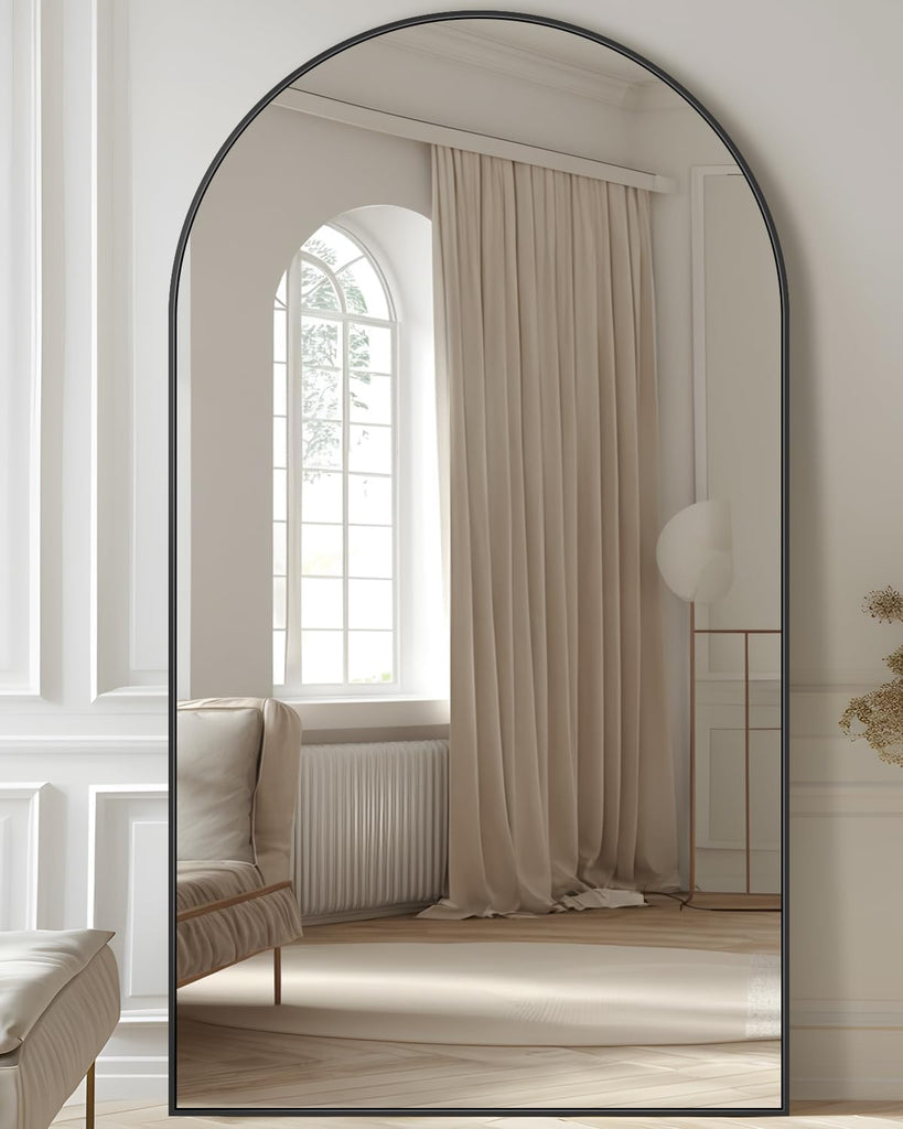 78"x38" Arched Full Length Mirror, Large Standing Mirror, Black