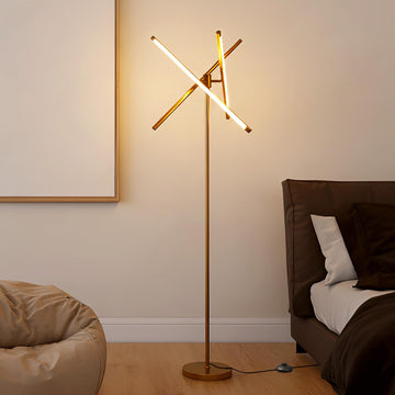 Modern Gold Floor Lamp, Dimmable LED Standing Lamp with Remote