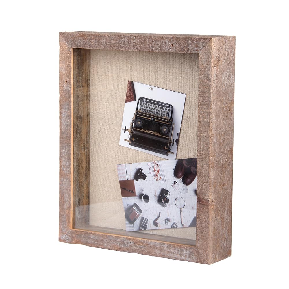 Shadow Box Rustic Picture Frame 16x20 Natural Wood Display Case for Memorabilia, Awards, Medals, Photos - Barnwood