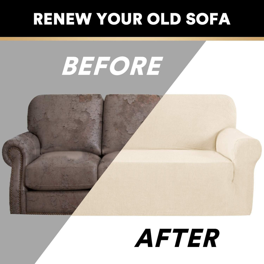 Stretch Sofa Cover Slipcover 1-Piece, Spandex Jacquard Fabric Universal Couch Cover for 3 Cushion, Washable Non Slip