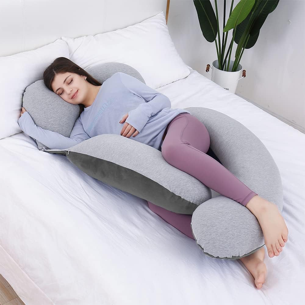 60in Full Body Pillow | Nursing, Maternity and Pregnancy Pillow | Extra Large U Shape Pillows with Detachable Side