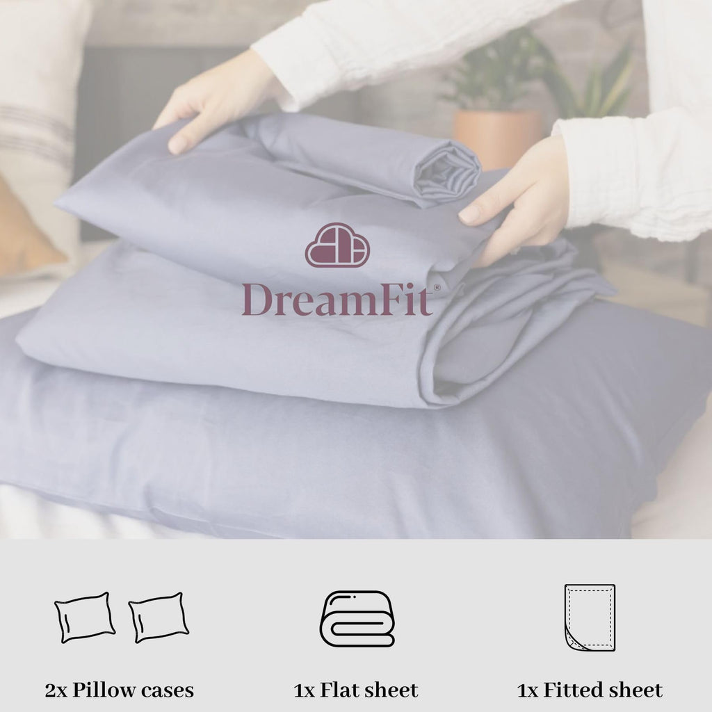DreamCool 100% Egyptian Cotton Cooling Bed Sheet Set with Elastic Corner Straps 400 Thread Count Extra Deep Pocket