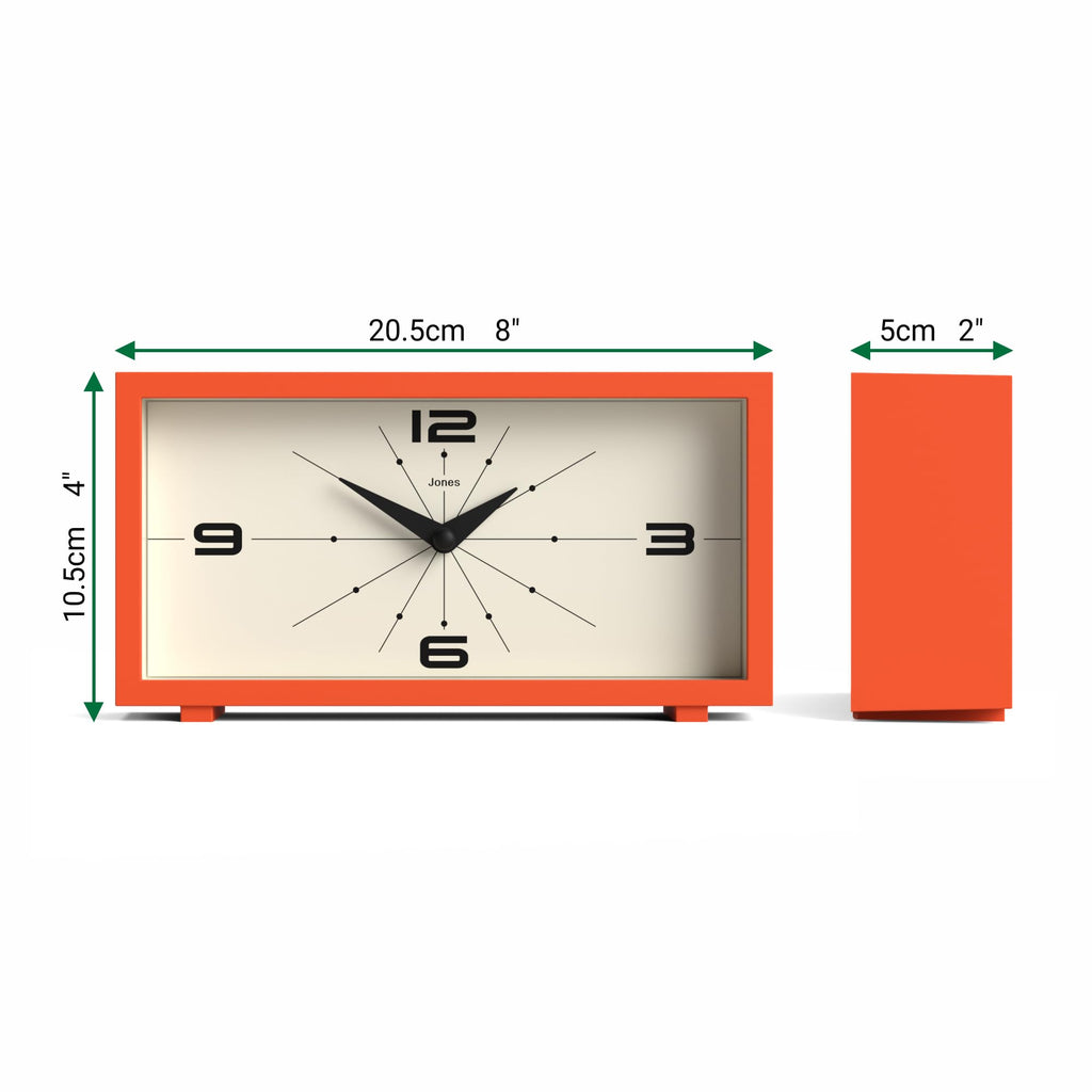 Odeon Desk Clock | Modern Rectangular Design | Orange