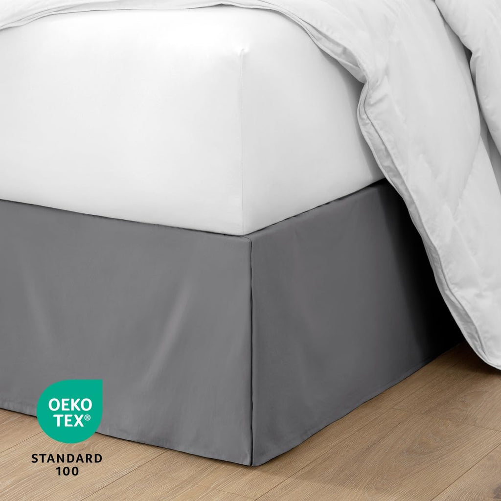Bed Skirt 15-Inch Drop 1800 Ultra-Soft (, Grey)