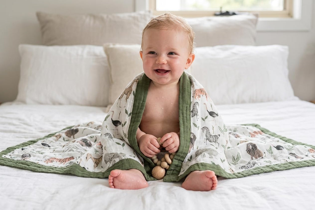 Jump Muslin Quilt Toddler Blanket - Silky Soft and Breathable Baby Quilt - Oversized 47" x 47" - 2 Layers Muslin Baby