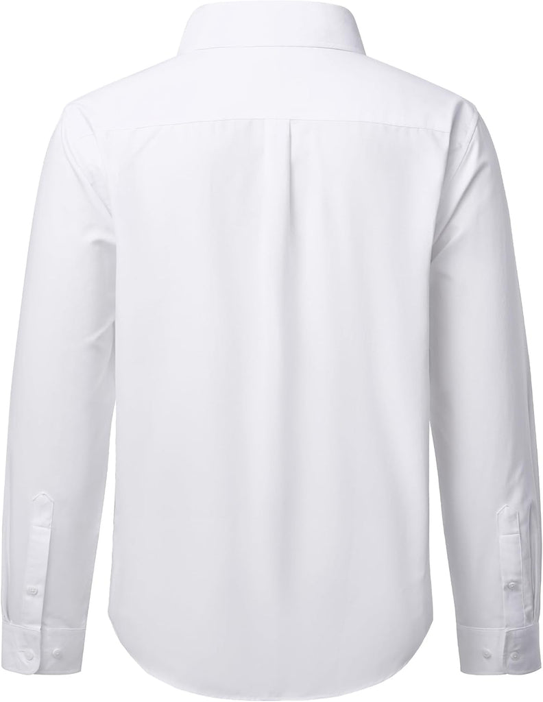 Boy's Long Sleeve Oxford Dress Shirts Solid Casual Button Down Collar Shirt Kids Formal Uniform Tops