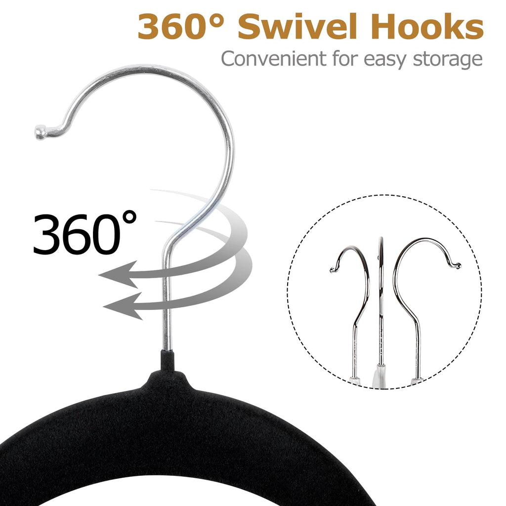 100 Velvet Hangers - Space Saving, Non-Slip with Rotating Hooks & Pants Bar | Ultra Slim Closet Organizer for Coats