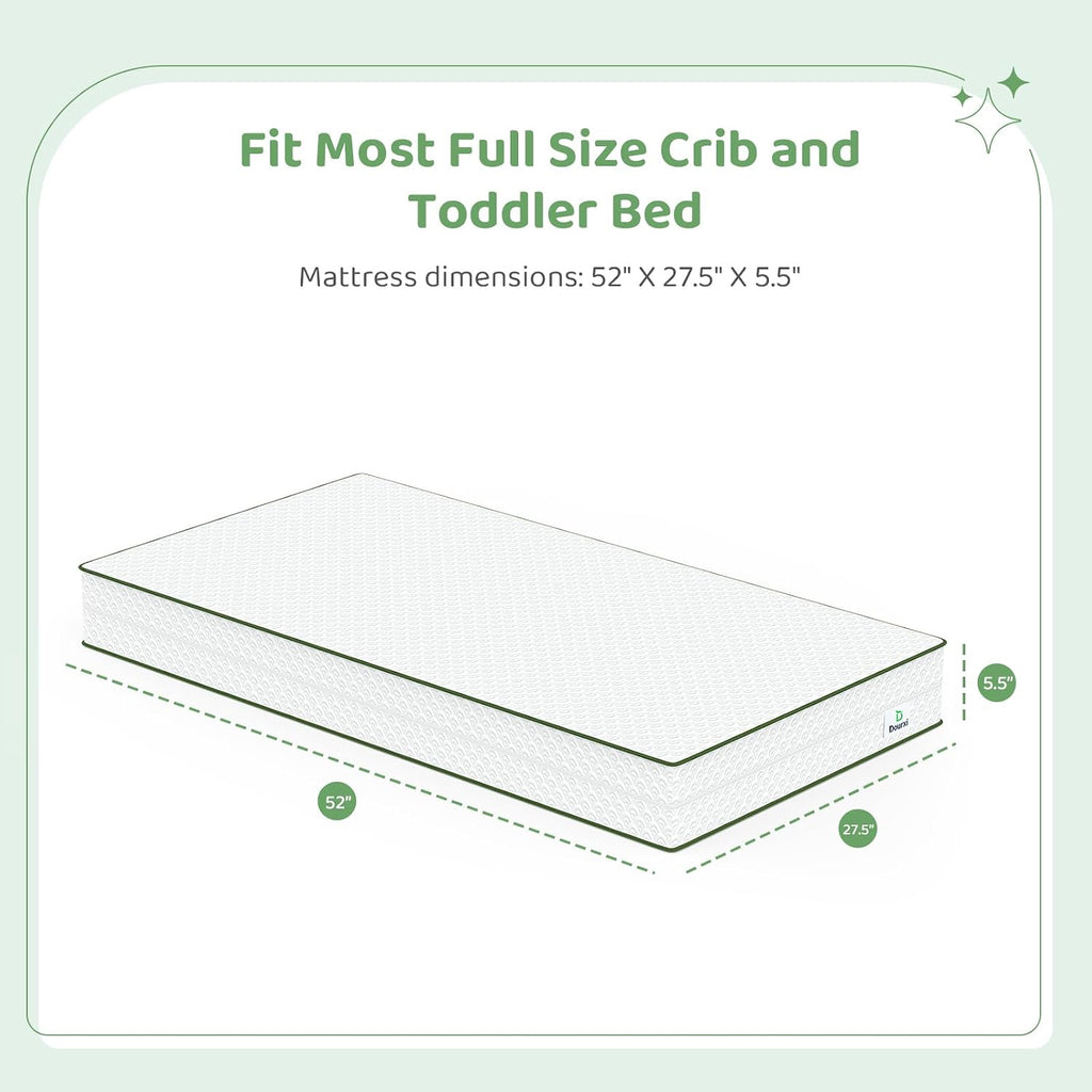 Crib Mattress 2-in-1 Dual Firmness Crib Mattress for Infant Toddler | Cooling Breathable Cover, Gel-Infused Memory