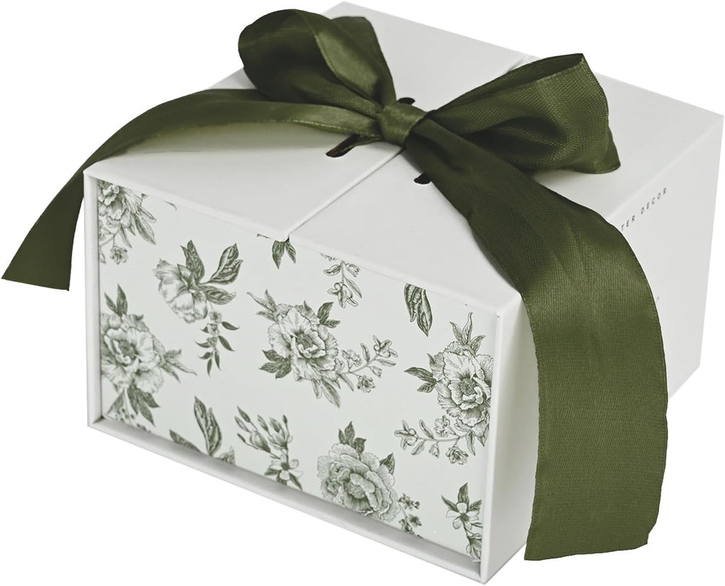 Green Delft Round Trinket Box, Jewelry Storage Counter or Nightstand, Ring Holder for Bridal Shower, Wedding, or