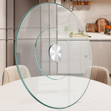 Lazy Susan 30.7 inch Glass Turntable Dining Table Large Round Serving Plate Tabletop Rotating Tray with Swivel Assist