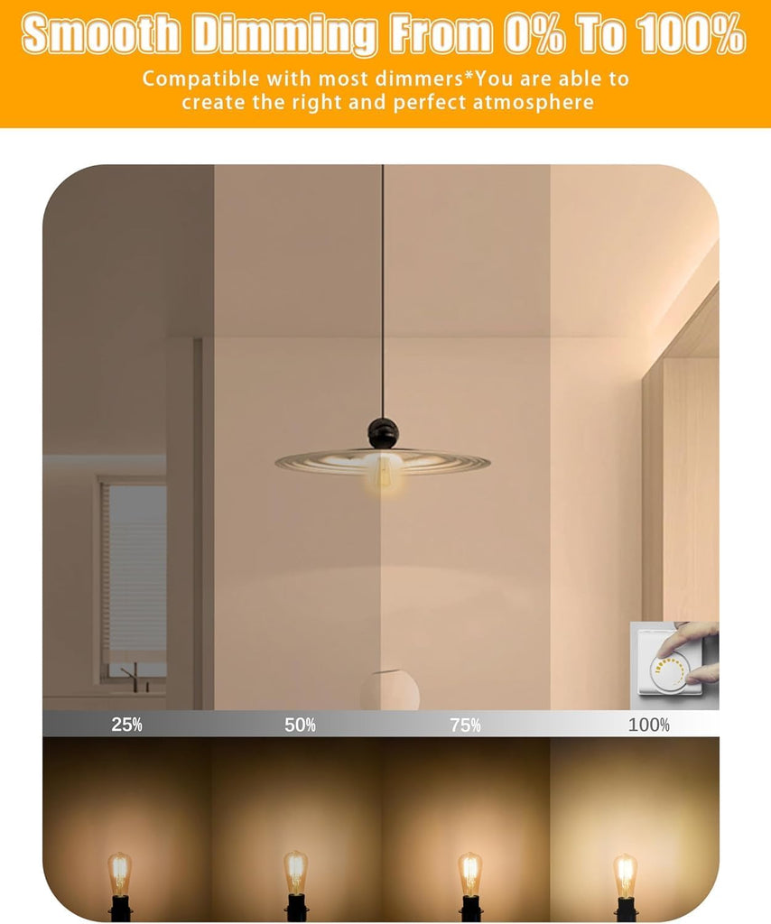 36 Pack Vintage LED Edison Bulbs, E26 Led Bulb 5.5W Equivalent to 60W, Dimmable, Soft White 2700K, High Brightness