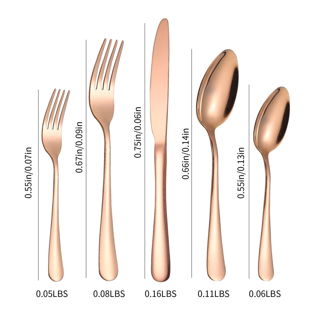Copper Cutlery Modern Rose Gold Silverware Set Stainless Steel Flatware 60 Pieces Service 12 People Restaurant