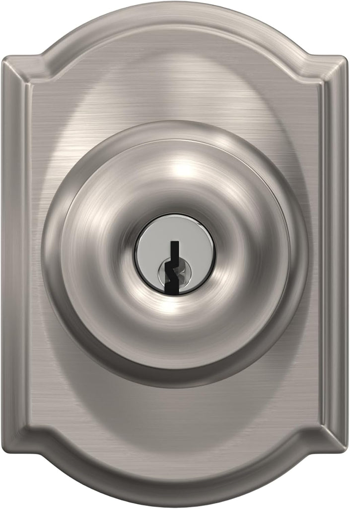 Georgian Keyed Entry Door Knob, Interior/Exterior, Satin Nickel