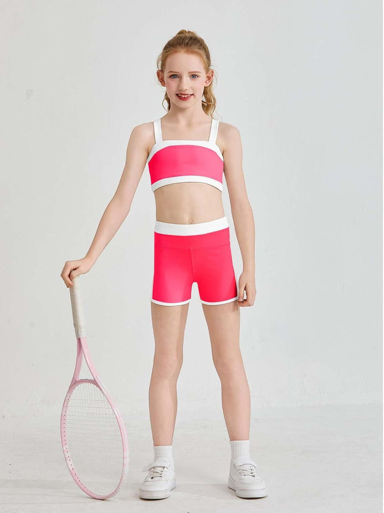 Girls 2 Piece Workout Outfits Athletic Dance Set