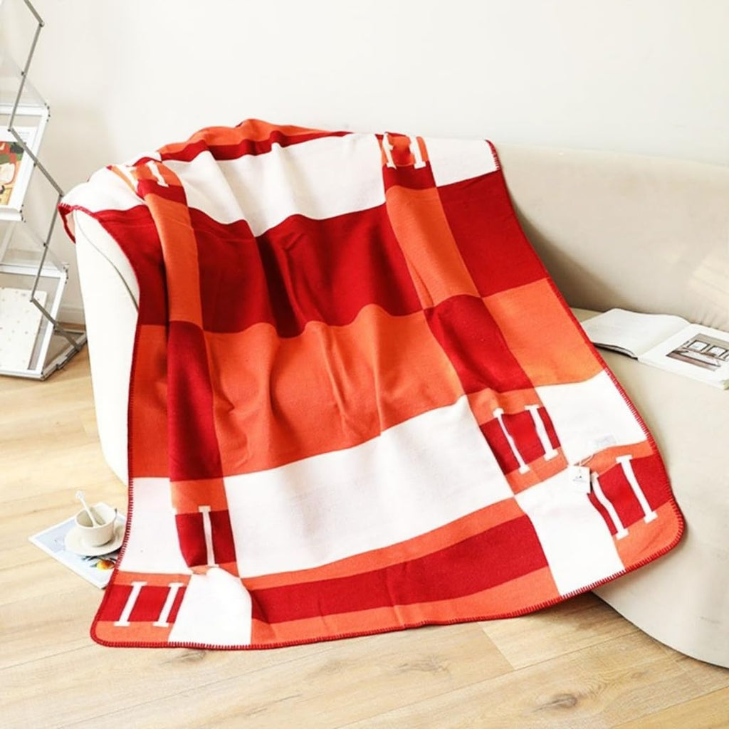 H Blanket Soft Fleece Sofa Throw Blanket for Women Couch Bed Plush Wool Stitch Flannel Cozy Large Comfy Quilt