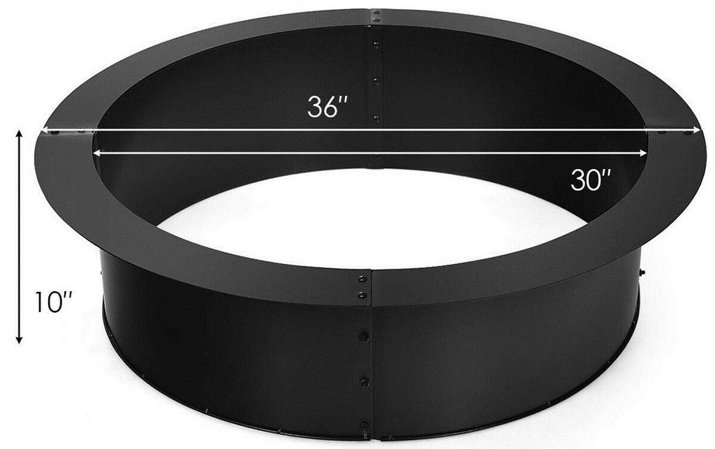 Fire Pit Ring Outdoor Firepit Rim Liner 30-Inch Inside Thick Heavy Duty Solid Steel fire Pit Insert, DIY Campfire