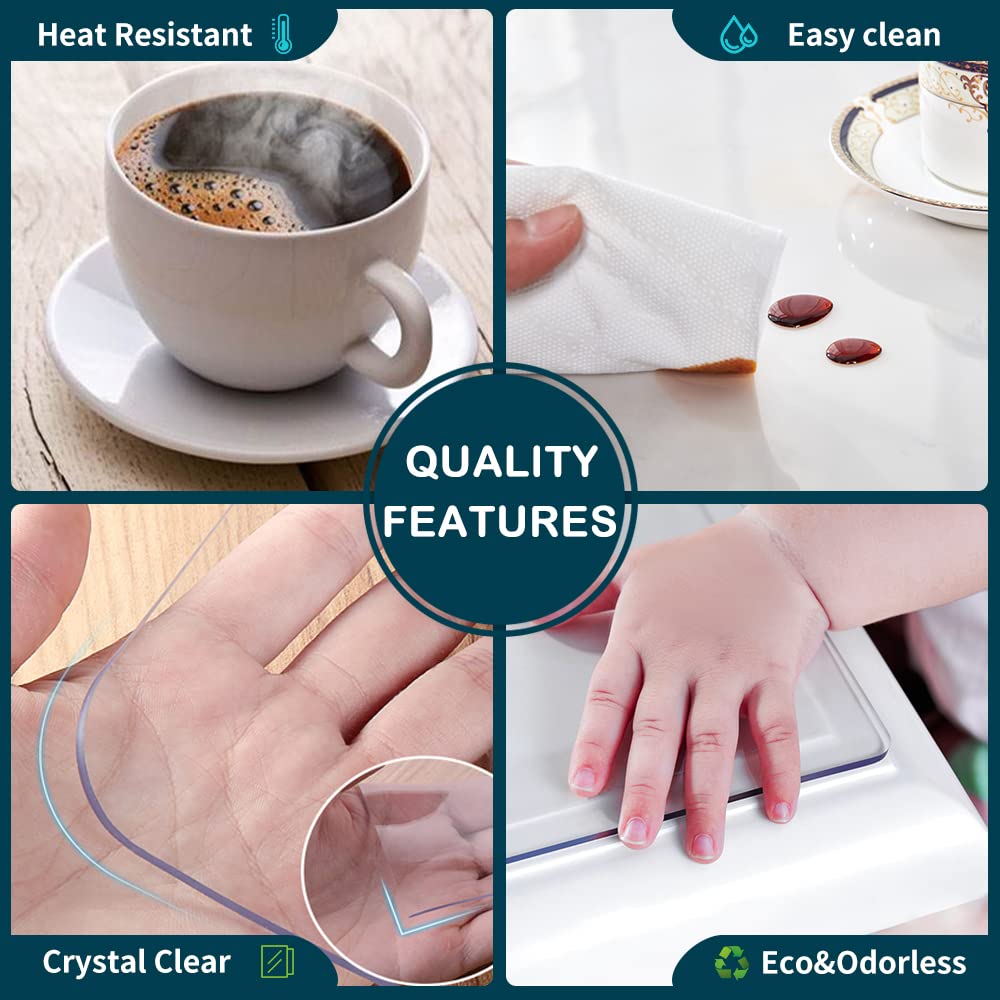 20x48 inch Custom Multisize 1.5mm Thick Clear PVC Table Protector Cover Mat Rectangular Glass Plastic Tablecloth
