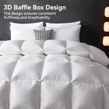 Organic 75% Down Fiber Comforter Oversize Queen,850+FP,1200TC,Extra Fluffy,Hotel Style,Luxury Ultra 