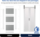 80" x 84" Bifold Sliding Barn Door, 1 Lites Tempered Frosted Glass Panel with Sliding Hardware Kit S