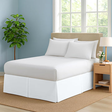 Premium Bed Skirt by - 100% Cotton Blend, 14" Drop Length, Split Corner, Tailored Fit, Elegant Pleated
