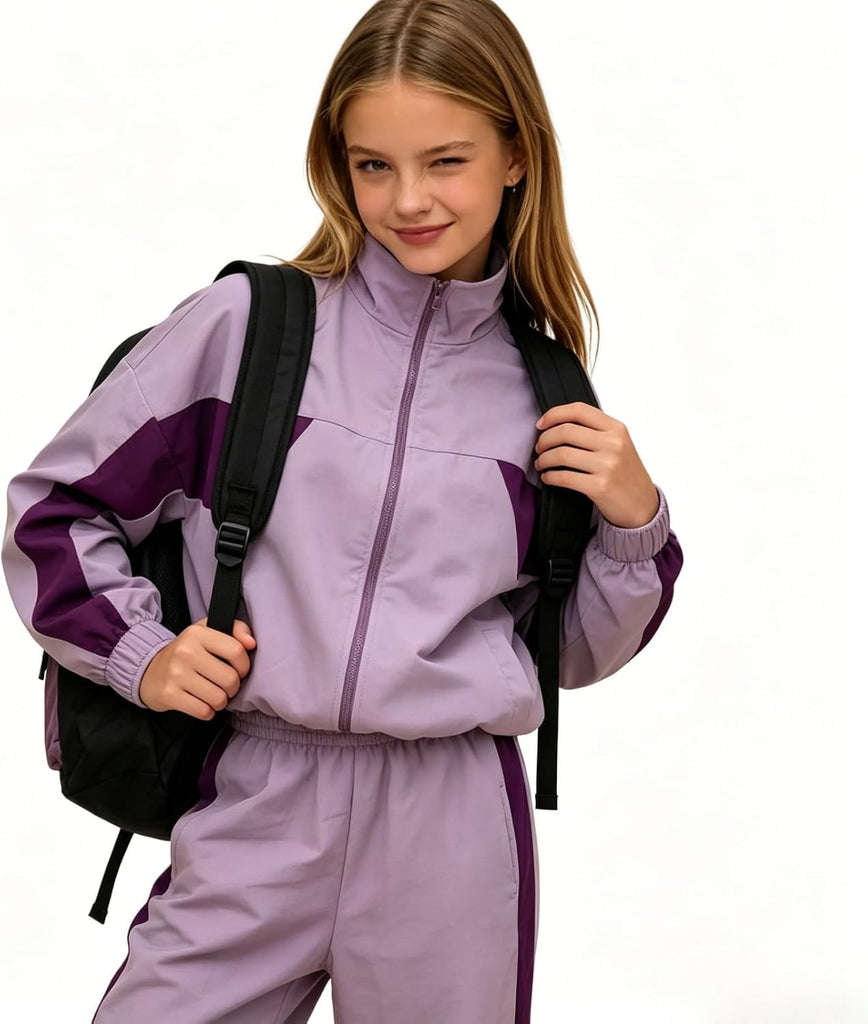 Girls Clothes 2 Piece Zip Up Sweatshirt & Pants Casual Teen Girls Fall Winter Outfit Set
