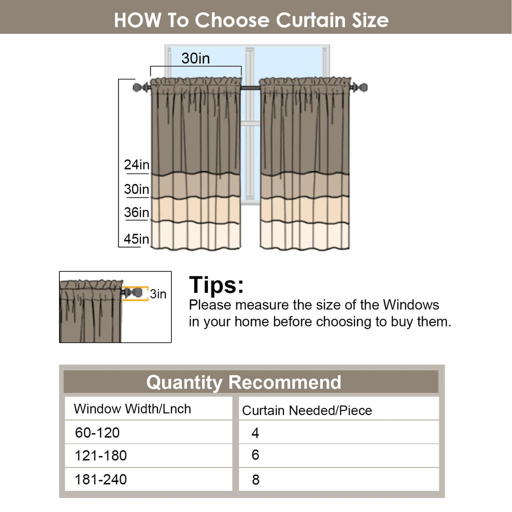 Natural Short Curtains 30 Inch Length 2 Panels