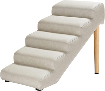 Imitation Linen Faux Leather Dog Stairs, for Pets up to 150 lbs, Waterproof, Scratch Resistant Pet Steps/Stairs