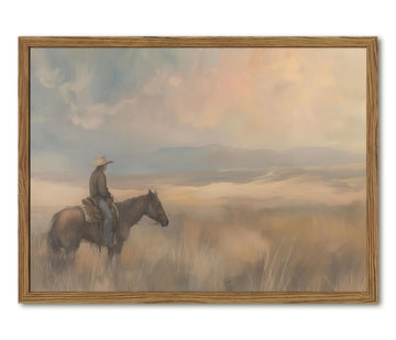 Vintage Western Cowboy Wall Art Cowboy on Horse Wall Decor Paintings, Southwestern Landscape Poster Canvas Prints