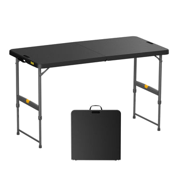 Folding Table 4 Foot Quick Adjust Portable Plastic 4 Heights