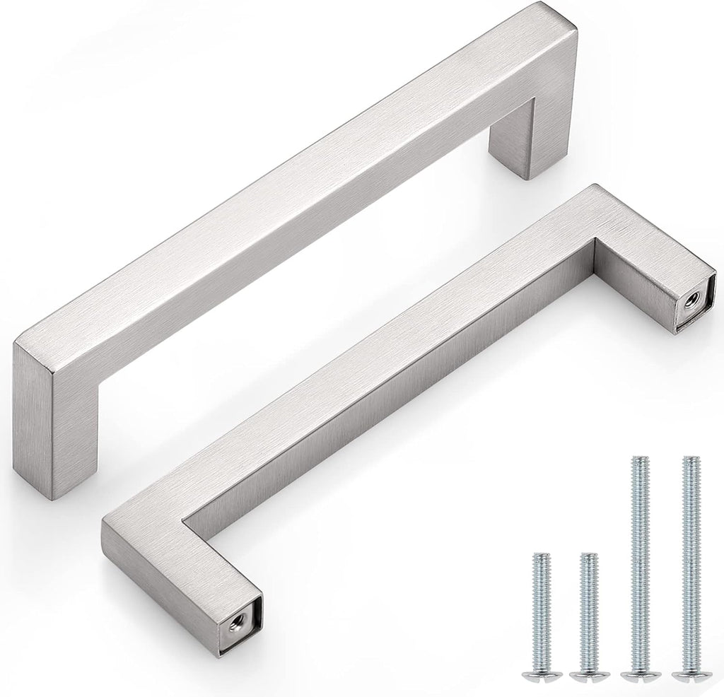 30 Pack 5 Inch Kitchen Cabinet Handles Stainless Steel Drawer Dresser Pulls Cupboard Square Bar Pulls Brushed Nickel