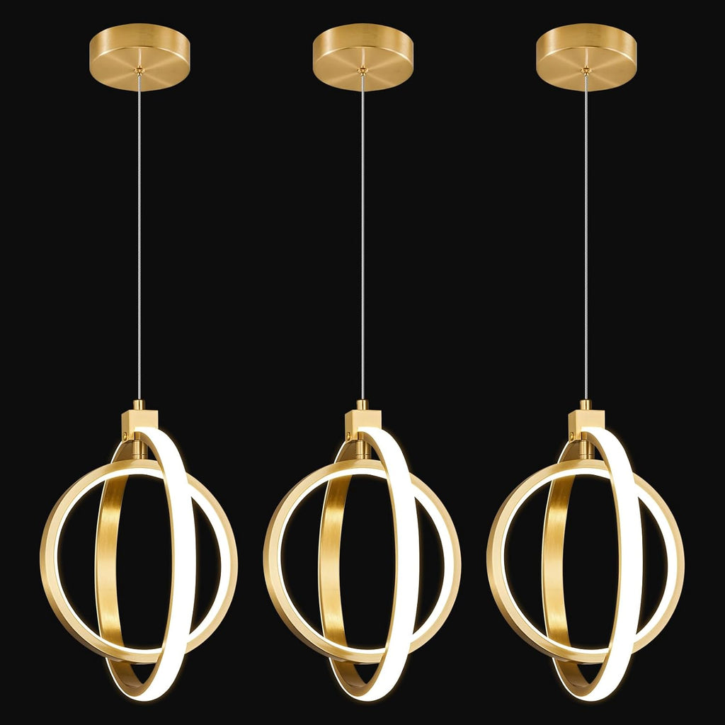 Modern LED Chandelier Gold Ring Pendant Light Fixtures 4000K Dimmable Height Adjustable Pendant Lighting for Dining