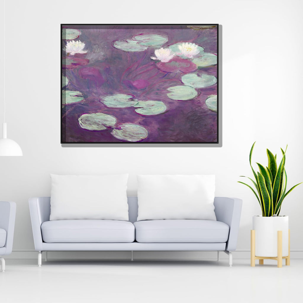 Monet Canvas Wall Art Print - Water Lily Poster - Landscape Oil Painting Print - Impressionism Flowers Picture Modern
