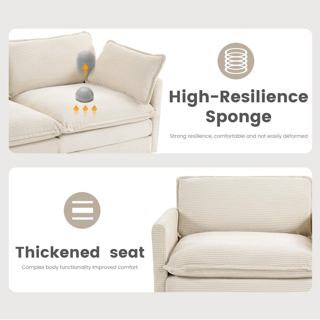Oversized Modular Sectional Sofa with Movable Ottoman, 112 Inch 4 Seat Modern Corduroy Sofa Set
