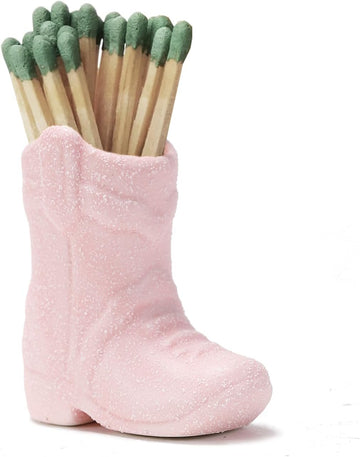 Cowboy Boot Match Holder With Striker for decorative matchsticks Ceramic Cowgirl Boot Decor Aesthetic Small Cute